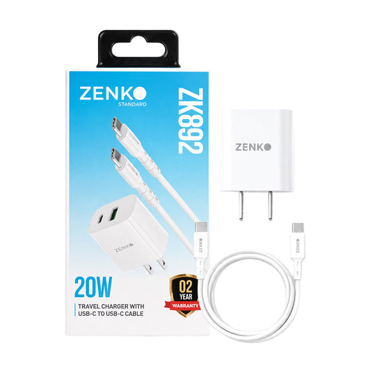 Bộ sạc cáp 20W Type-C to Type-C Zenko Standard - ZK892