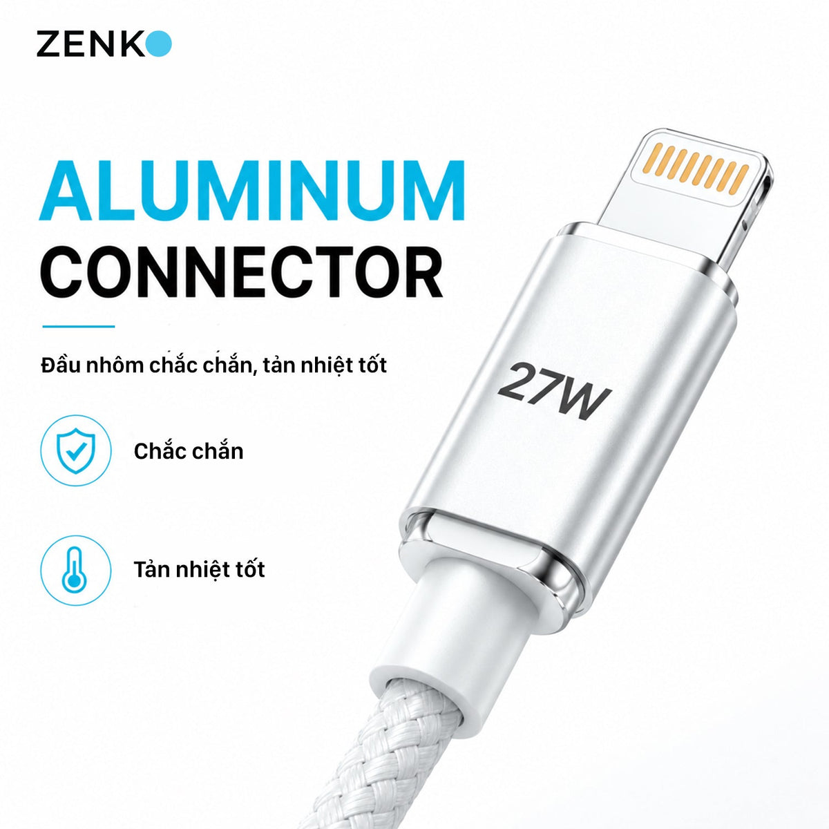 Cáp sạc nhanh Zenko Standard 27W - Type-C to Lightning