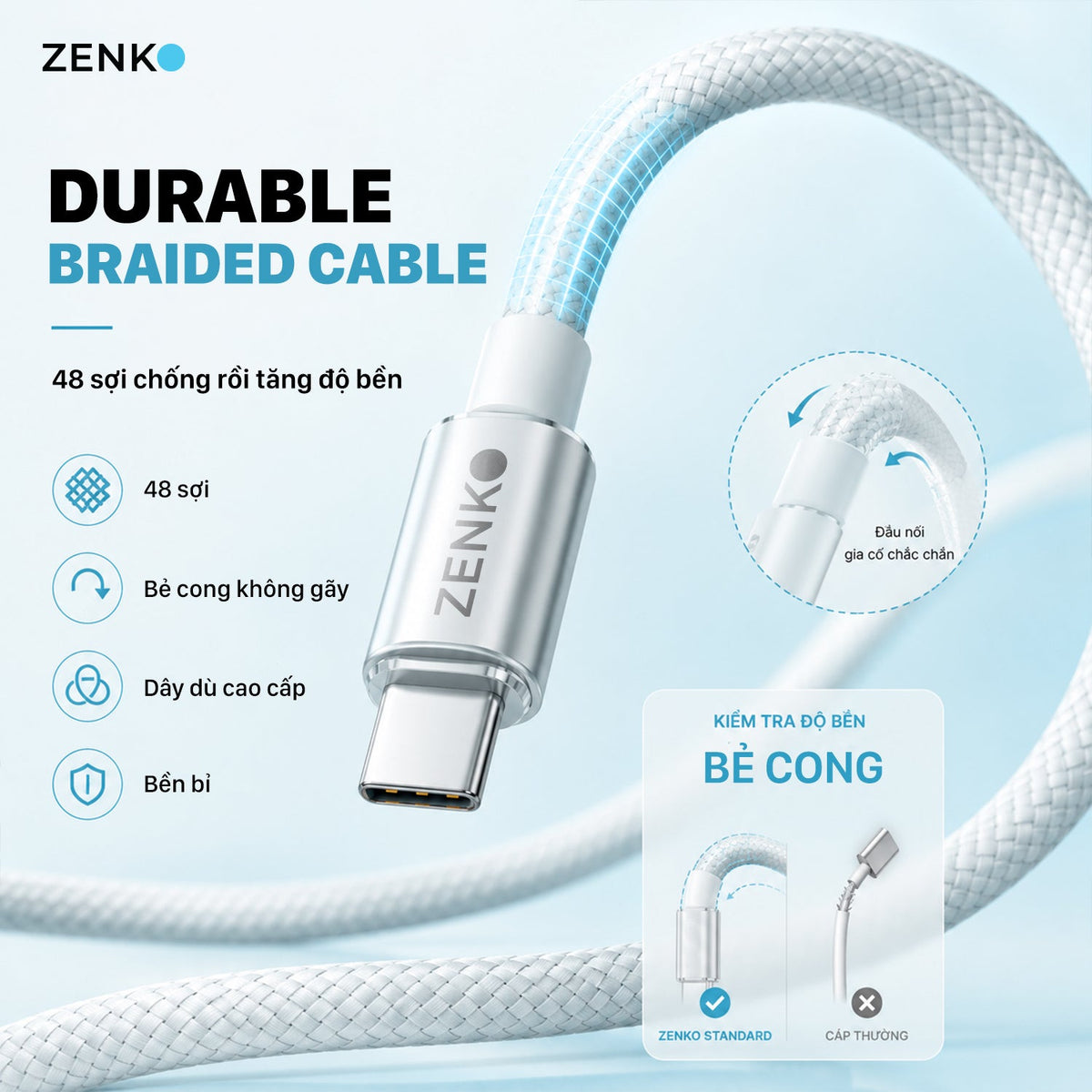 Cáp sạc nhanh Zenko Standard 60W - Type-C to Type-C