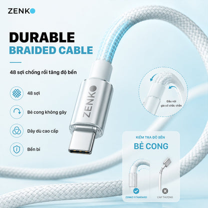 Cáp sạc nhanh Zenko Standard 60W - Type-C to Type-C