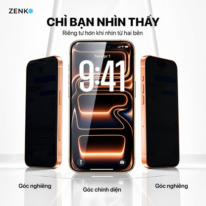 Kính cường lực Chống nhìn trộm Zenko Premium - Hộp 2 miếng