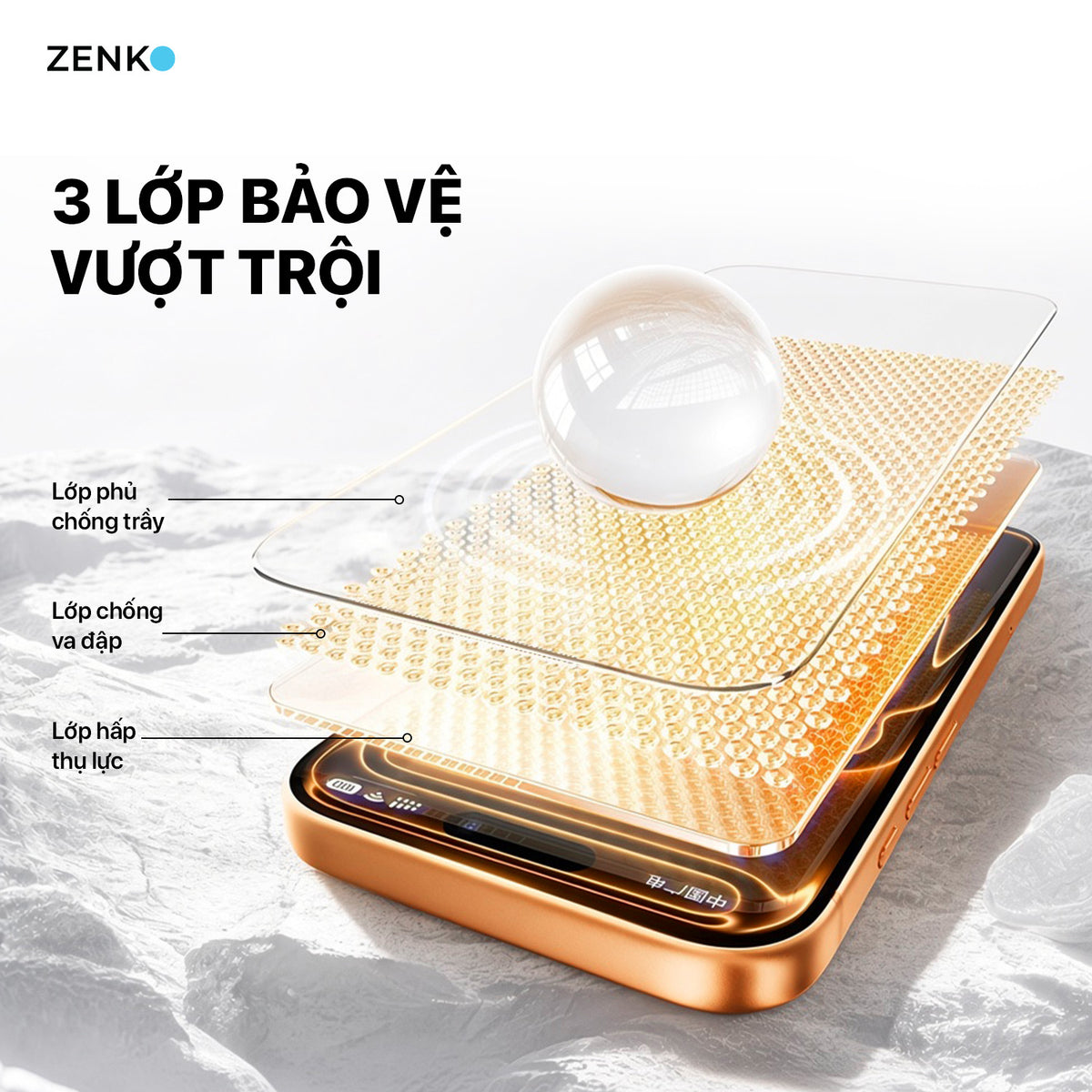 Kính cường lực siêu cứng Zenko Premium - 2 miếng