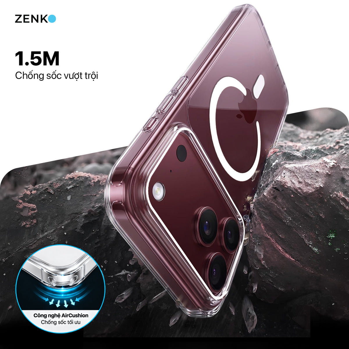 Ốp Zenko Premium MagSafe – Clear