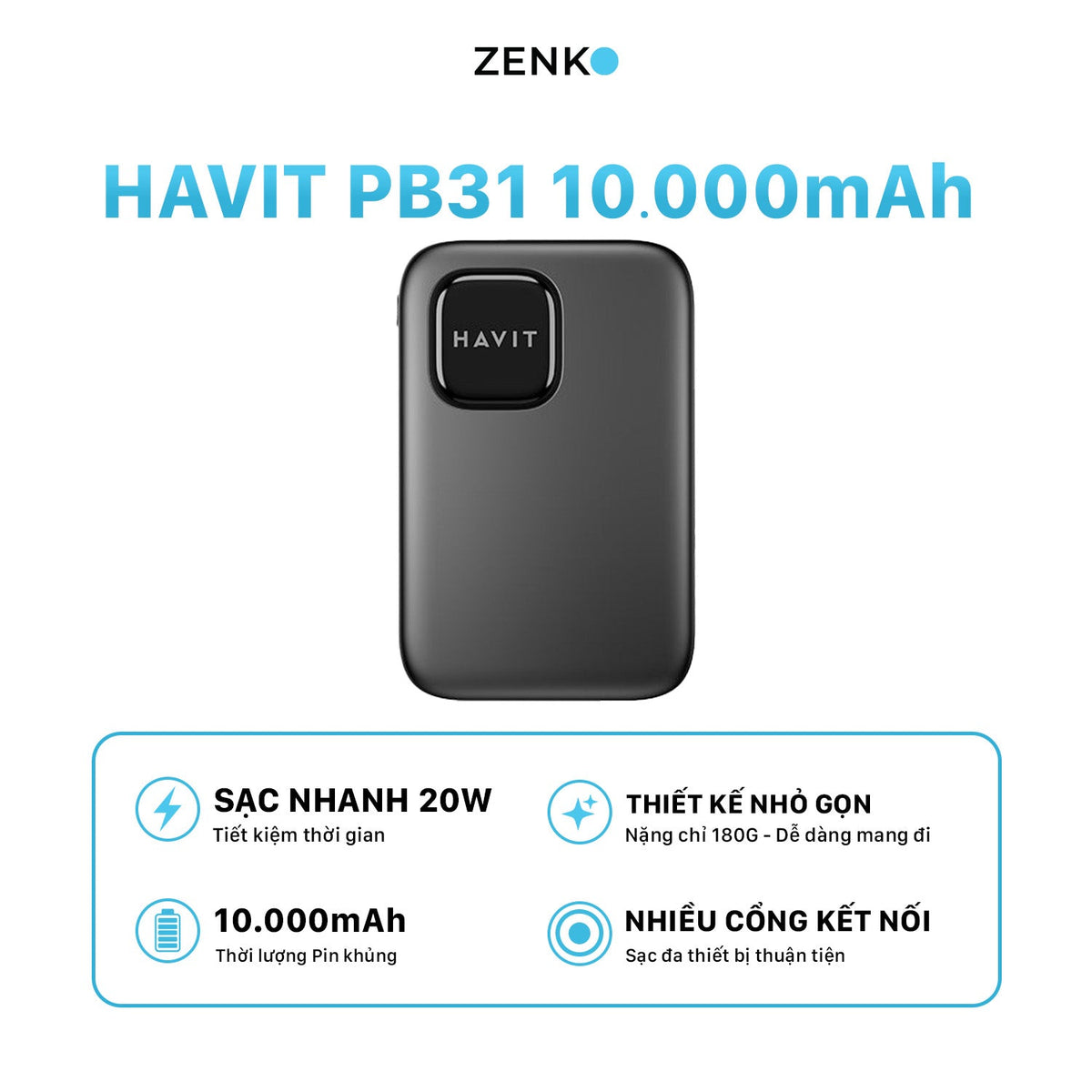 Sạc dự phòng Havit PB31 10000mAh