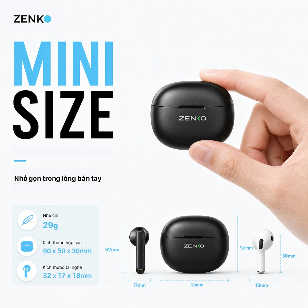 Tai nghe mini earbud Zenko Standard ZK92